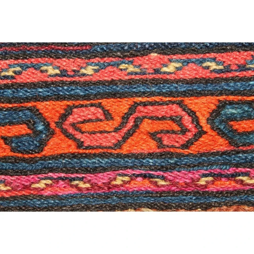 Antique 19thC Soumak Mafrash Panel Nomadic Cargo Bag Face 18x35